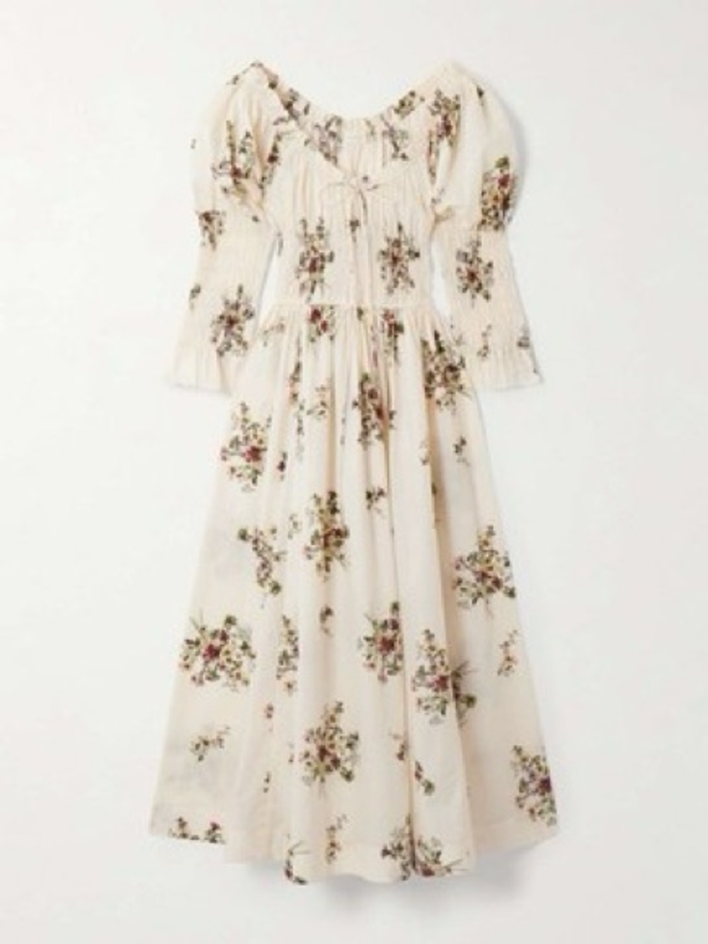 Doen Kaira Cream Floral Long-Sleeve Midi Dress